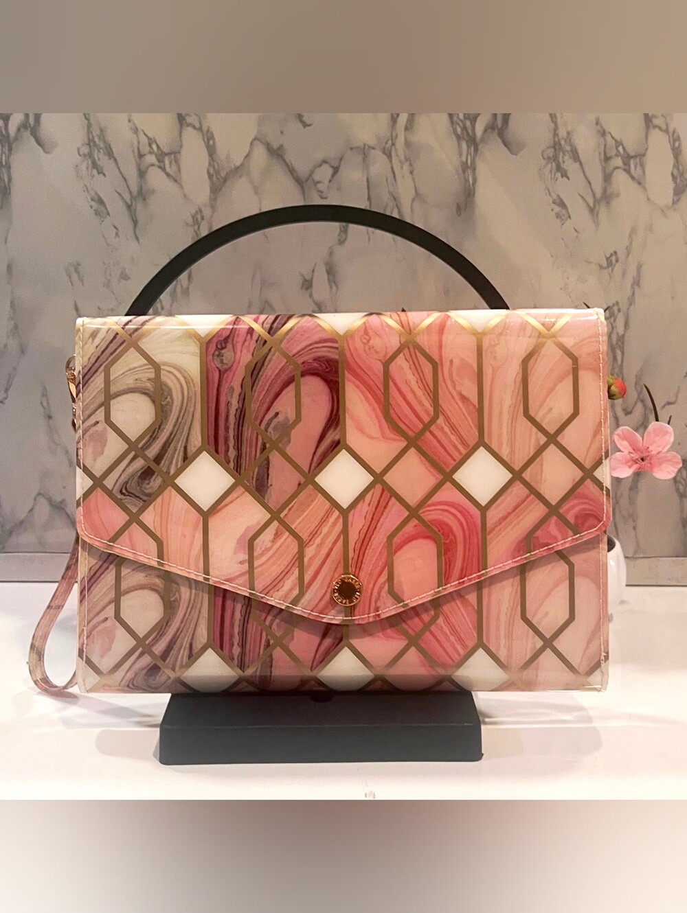 Ted Baker London Pink Geometric Clutch EUC